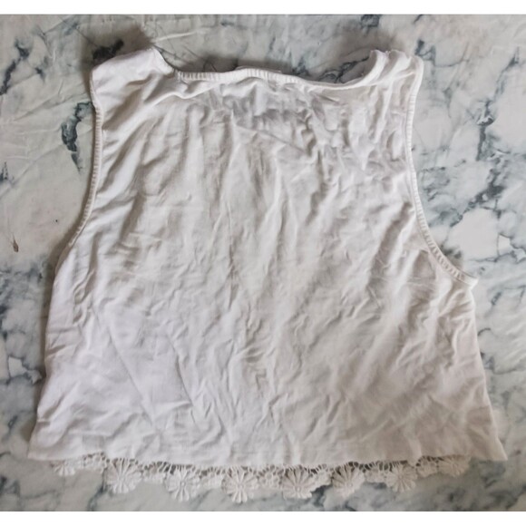BCNU Small Junior Tank Top White Crochet Lace Floral Boho Festival Coquette READ - Picture 2 of 6